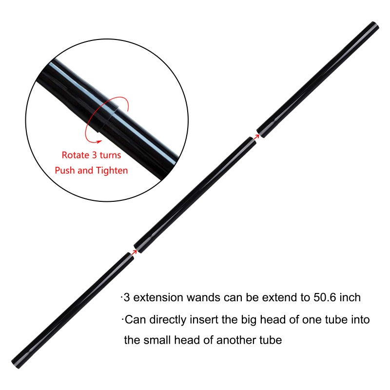 VideoPUP Pack of 3 Vacuum Cleaner 1-1/4" Extension Wands, Vacuum Cleaner Accessories, 32mm Vacuum Hose Plastic Wand Pipe Extent to 34inch (Black Hose, Pack of 3) - Image 4
